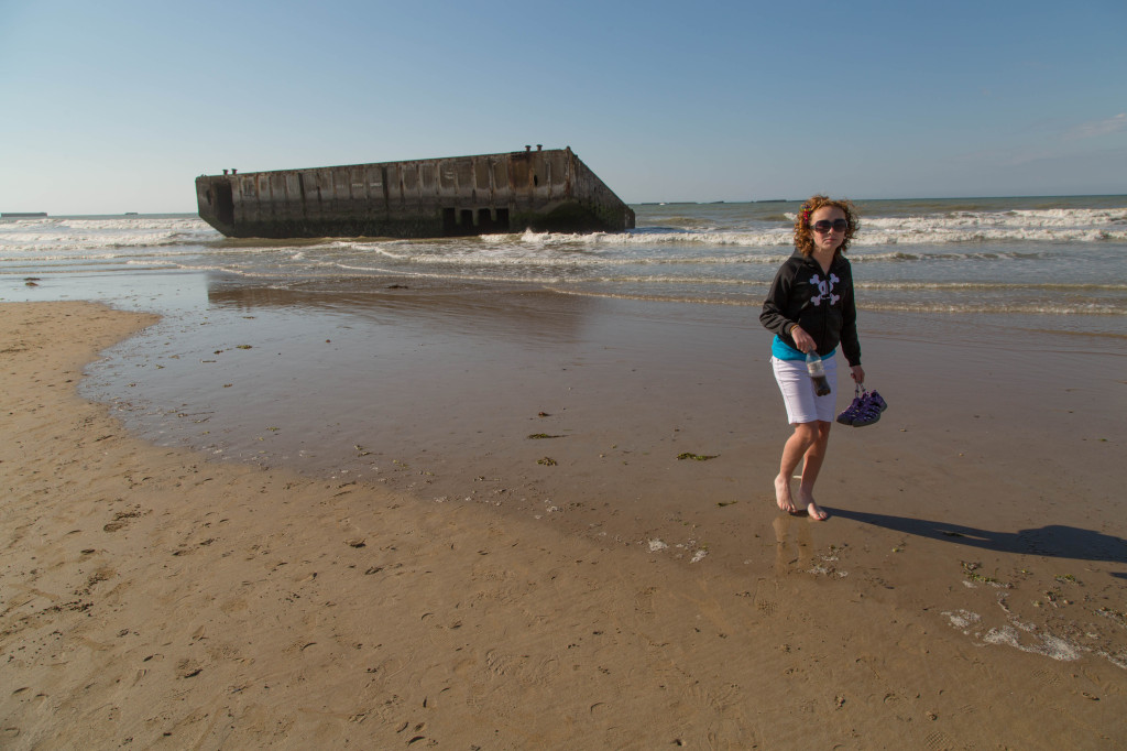 Syd on the beach at Arromanches.