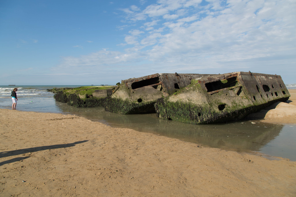 Some of the floats from the Mulberry harbor bridge at Arromanches.