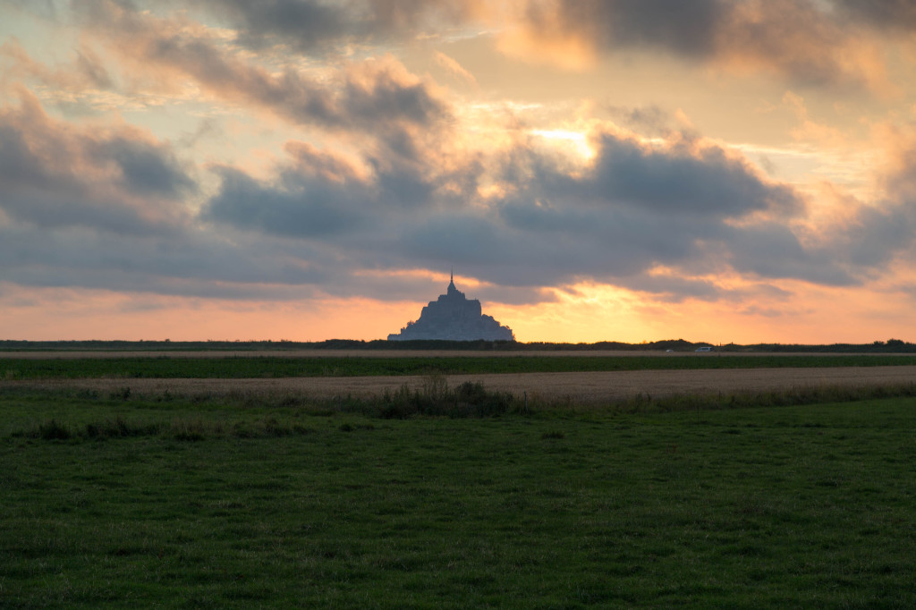 Mont Saint-Michel at sunset.