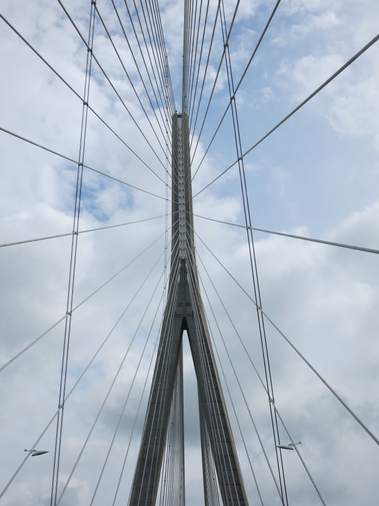 Crossing the Pont de Normandie.